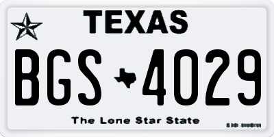 TX license plate BGS4029