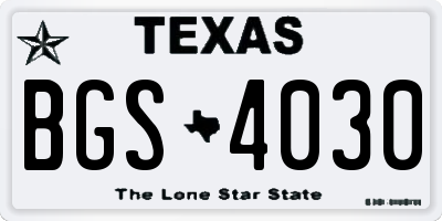 TX license plate BGS4030