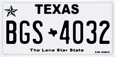 TX license plate BGS4032