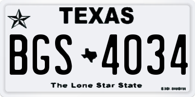 TX license plate BGS4034