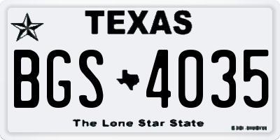 TX license plate BGS4035