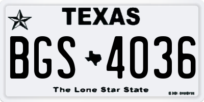 TX license plate BGS4036