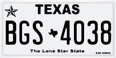 TX license plate BGS4038