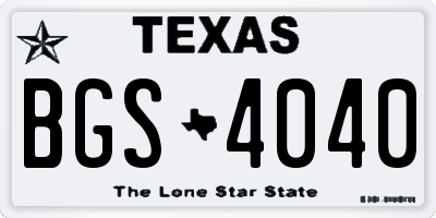 TX license plate BGS4040