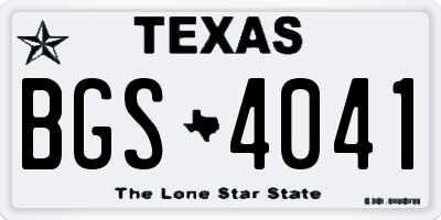 TX license plate BGS4041