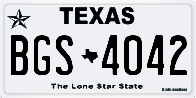 TX license plate BGS4042