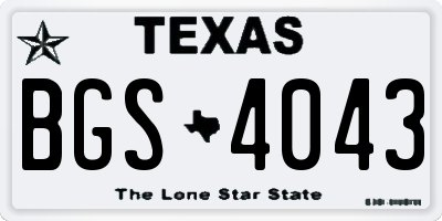 TX license plate BGS4043