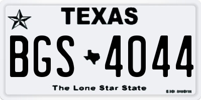 TX license plate BGS4044