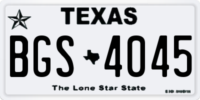 TX license plate BGS4045