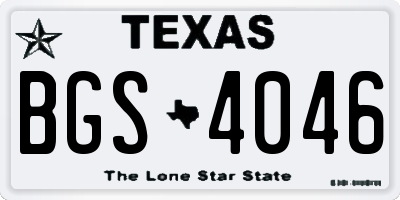 TX license plate BGS4046