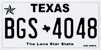 TX license plate BGS4048
