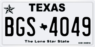 TX license plate BGS4049