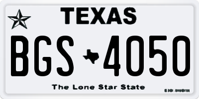 TX license plate BGS4050