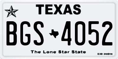 TX license plate BGS4052