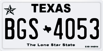 TX license plate BGS4053