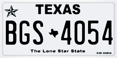 TX license plate BGS4054