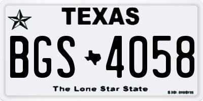 TX license plate BGS4058