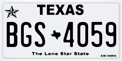 TX license plate BGS4059