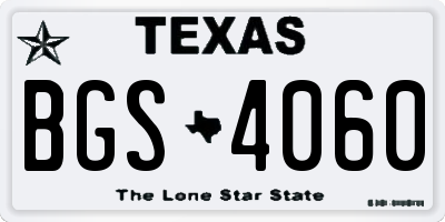TX license plate BGS4060