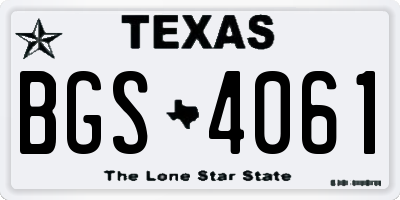 TX license plate BGS4061