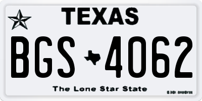 TX license plate BGS4062