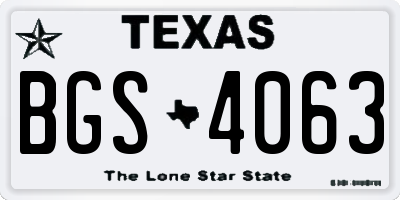 TX license plate BGS4063
