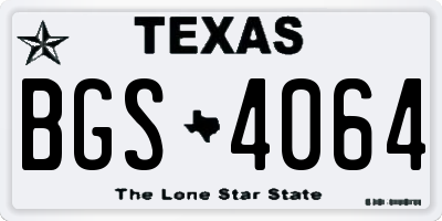 TX license plate BGS4064