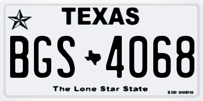 TX license plate BGS4068
