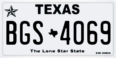 TX license plate BGS4069