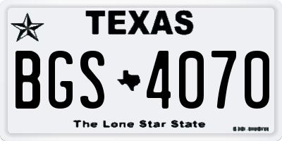 TX license plate BGS4070