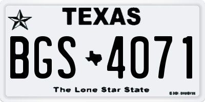 TX license plate BGS4071