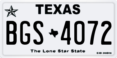 TX license plate BGS4072