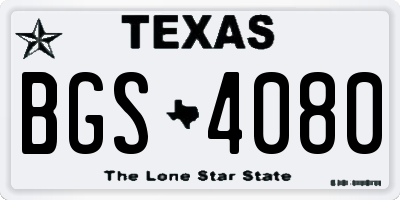 TX license plate BGS4080