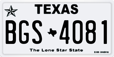 TX license plate BGS4081