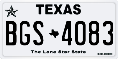 TX license plate BGS4083