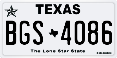 TX license plate BGS4086