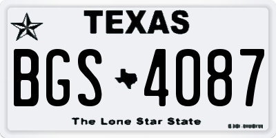 TX license plate BGS4087
