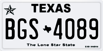 TX license plate BGS4089