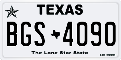 TX license plate BGS4090