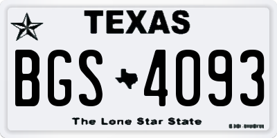TX license plate BGS4093