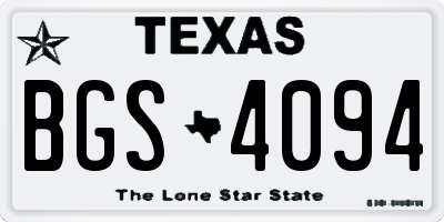 TX license plate BGS4094