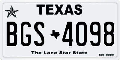 TX license plate BGS4098