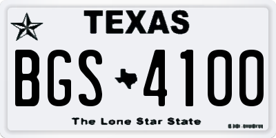 TX license plate BGS4100