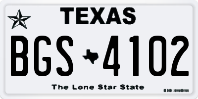TX license plate BGS4102