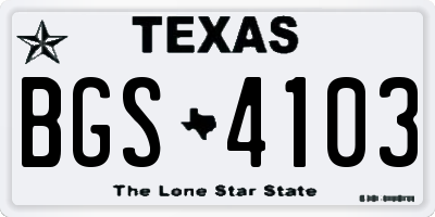 TX license plate BGS4103