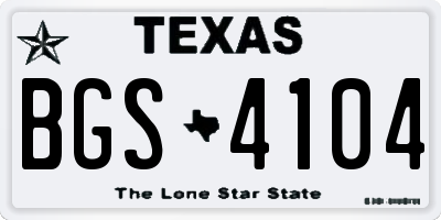 TX license plate BGS4104