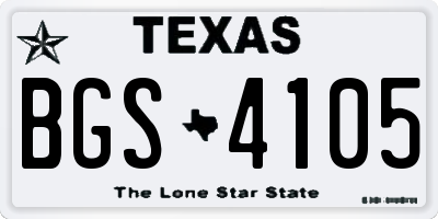 TX license plate BGS4105