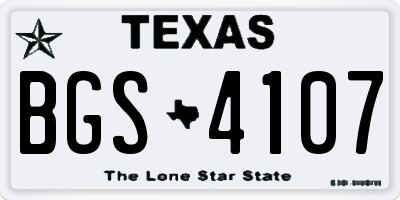 TX license plate BGS4107