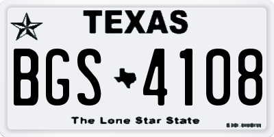 TX license plate BGS4108