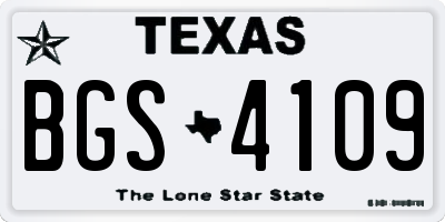 TX license plate BGS4109